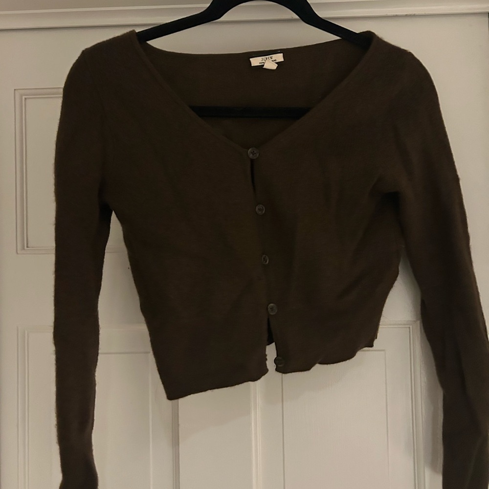 Jcrew cashmere cropped V-Neck Button-Up Women's Sweater